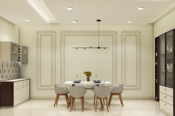 Classic Dining Room Design With Crockery Unit